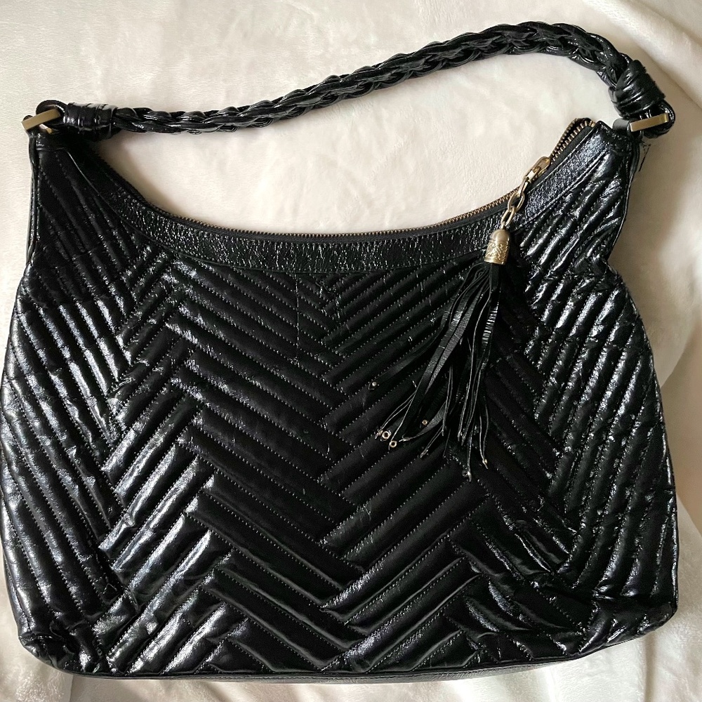 Cole Haan Laury Black Patent Leather Hobo Purse